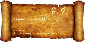 Hager Ildikó névjegykártya